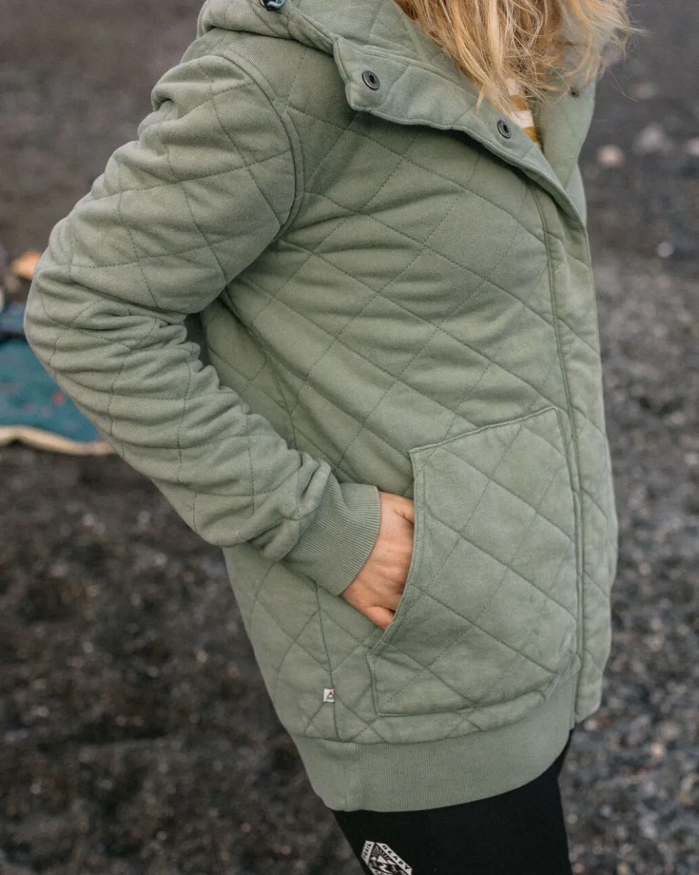 Clementine Recycled Quilted Popper Up Hoodie