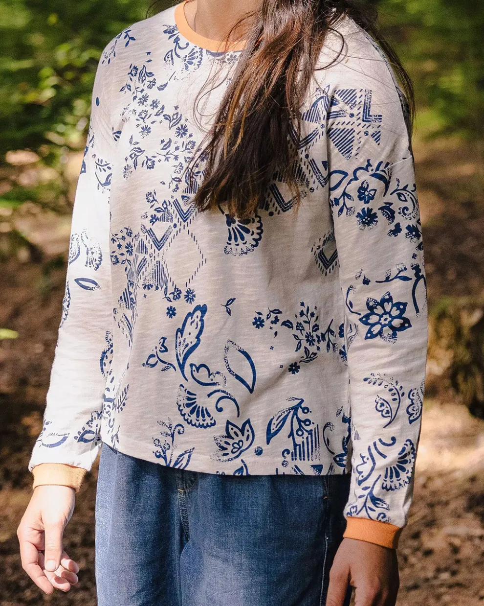 Patchwork Recycled Cotton LS T-Shirt