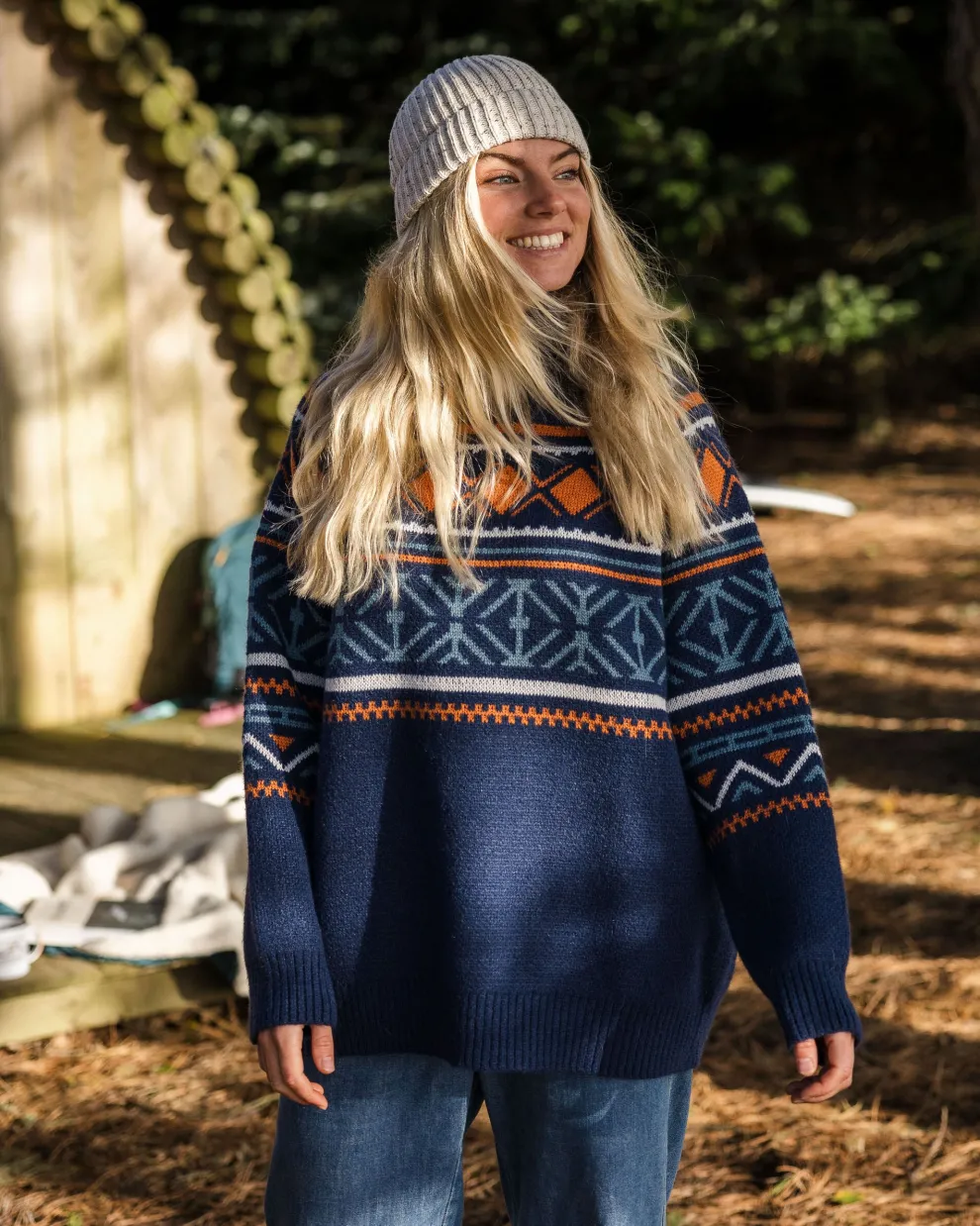 Whimsical Recycled Oversized Polo Neck Knitted Jumper