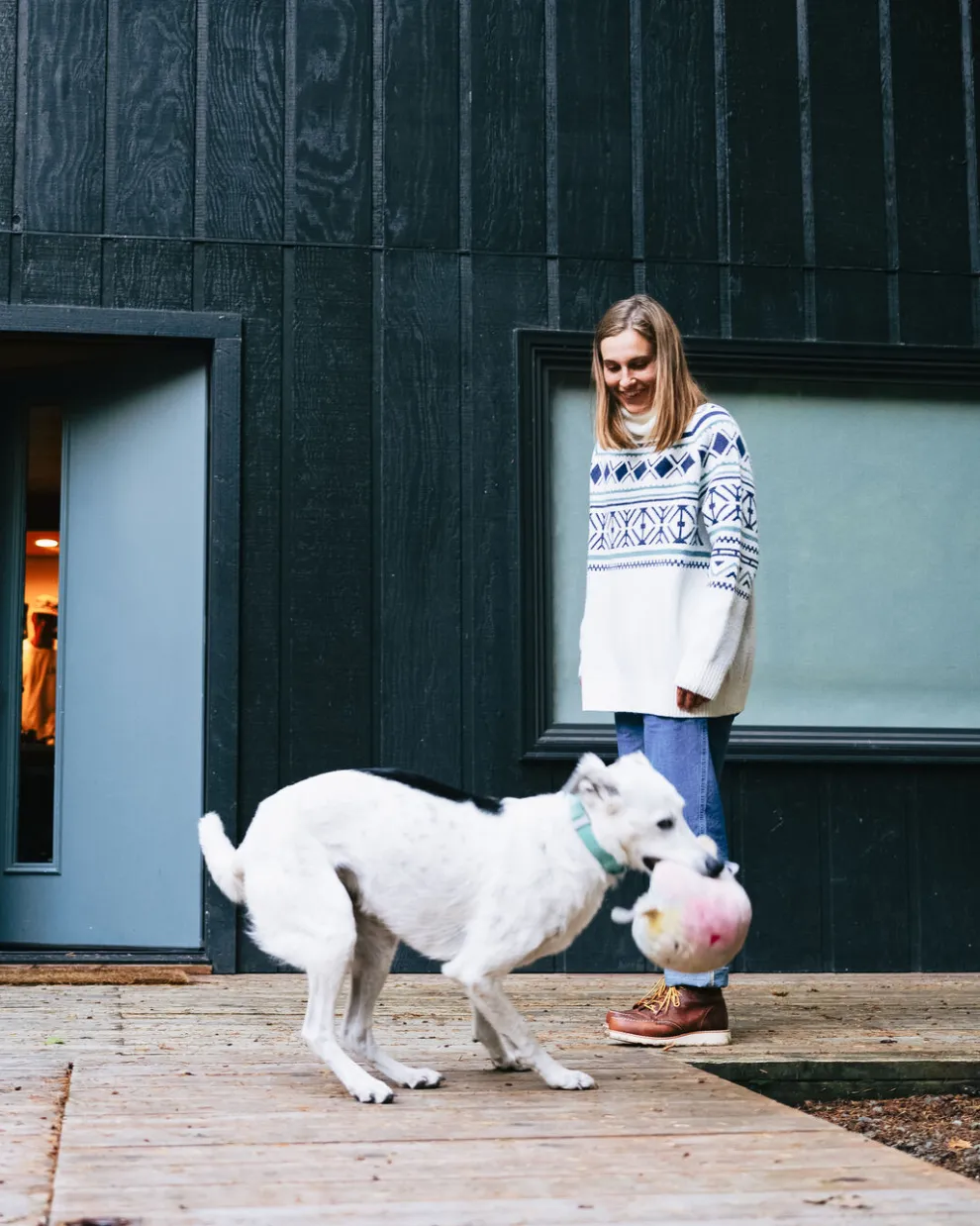 Whimsical Recycled Oversized Polo Neck Knitted Jumper