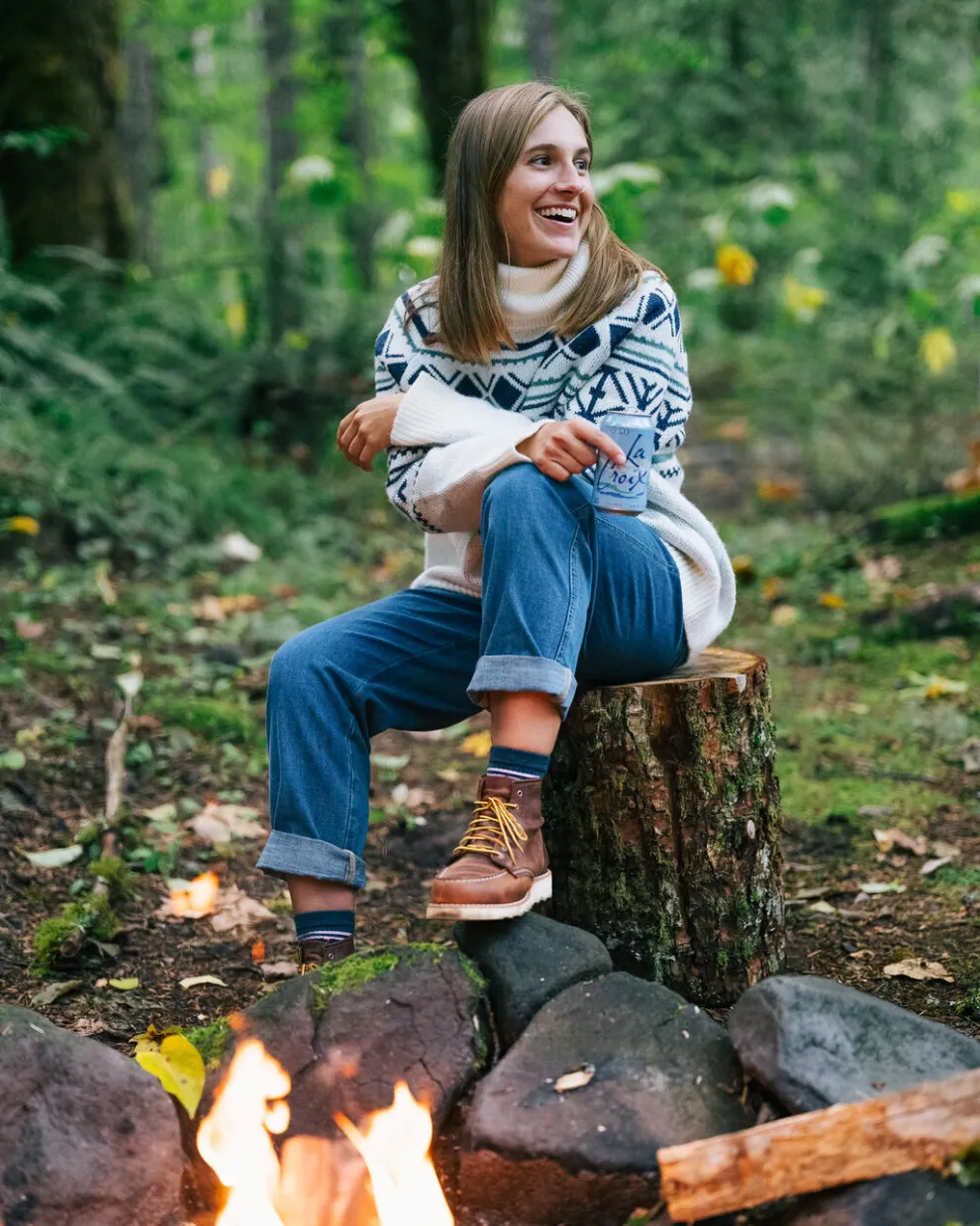 Whimsical Recycled Oversized Polo Neck Knitted Jumper
