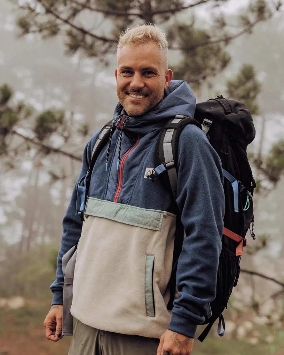 Woodland Hooded 1/2 Zip Recycled Polar Fleece